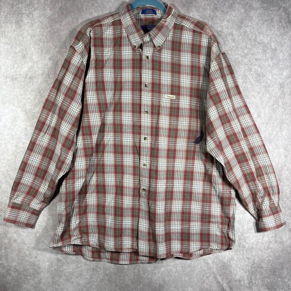 Pendleton Shirt Mens Size XL Red Plaid Button Down Long Sleeve Cotton Casual